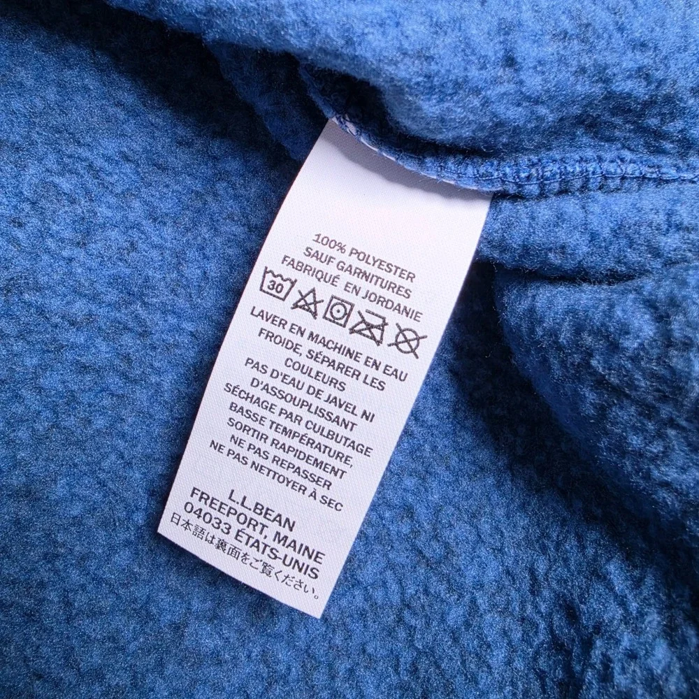 LL Bean Sweater Fleece Pullover Mens L Blue Duolingo Logo Snap Neck 506446 NWT
